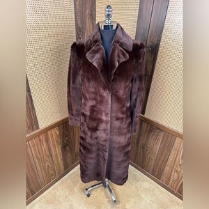 DENNIS BASSO DESIGNER BROWN SHEARED MINK FUR COAT JACKET STROLLER SIZE 8 MEDIUM